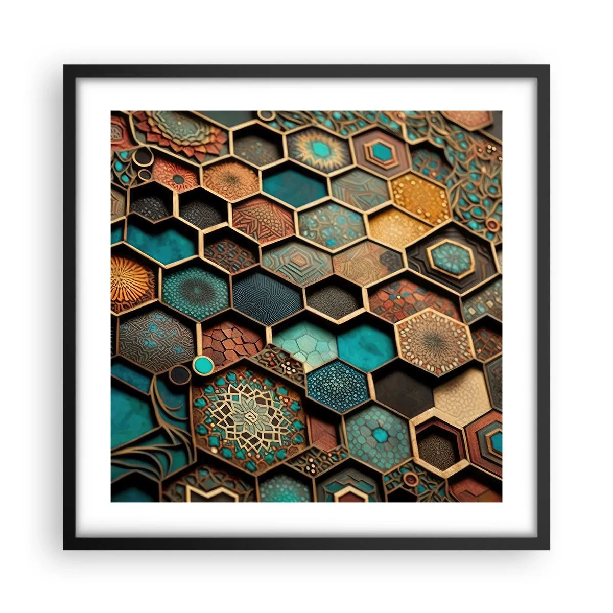 Affiche dans un cadre noir - Poster - Ornements arabes – variation - 50x50 cm