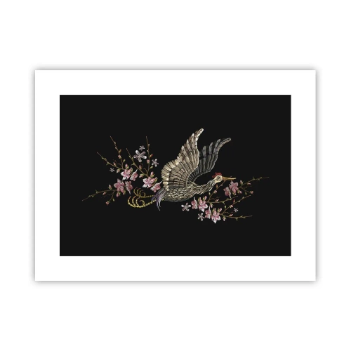 Affiche - Poster - Oiseau brodé exotique - 40x30 cm