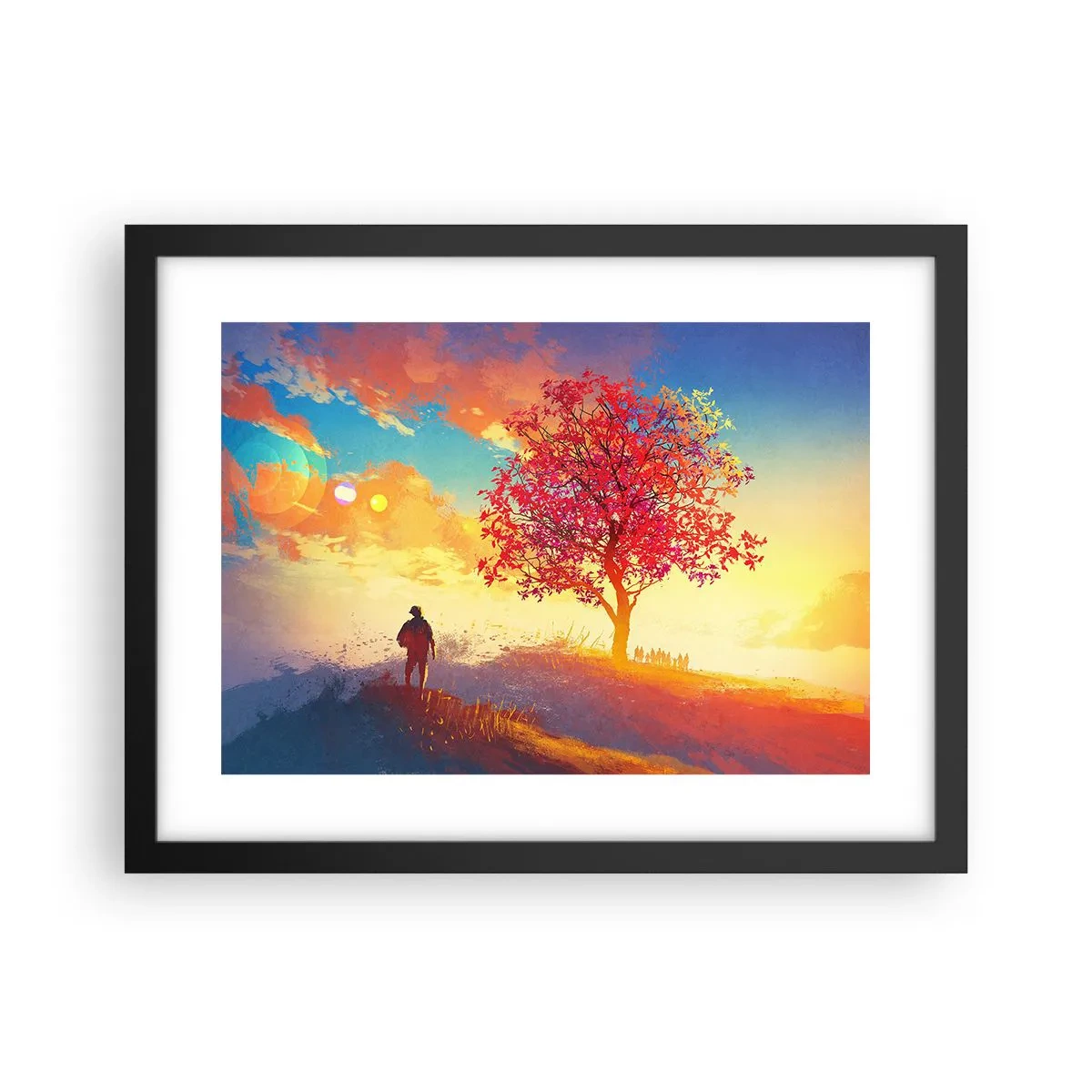 Affiche dans un cadre noir - Poster - Pèlerin à destination - 40x30 cm