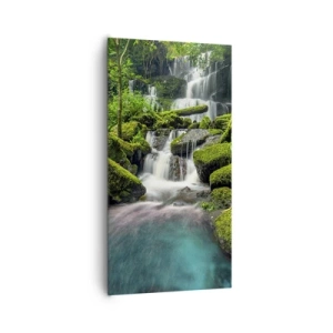 Impression sur toile - Image sur toile - Turquoise, saphirs et argent liquide - 65x120 cm