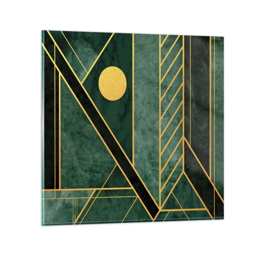 Impression sur verre - Image sur verre - Dynamique or et azur - 70x70 cm