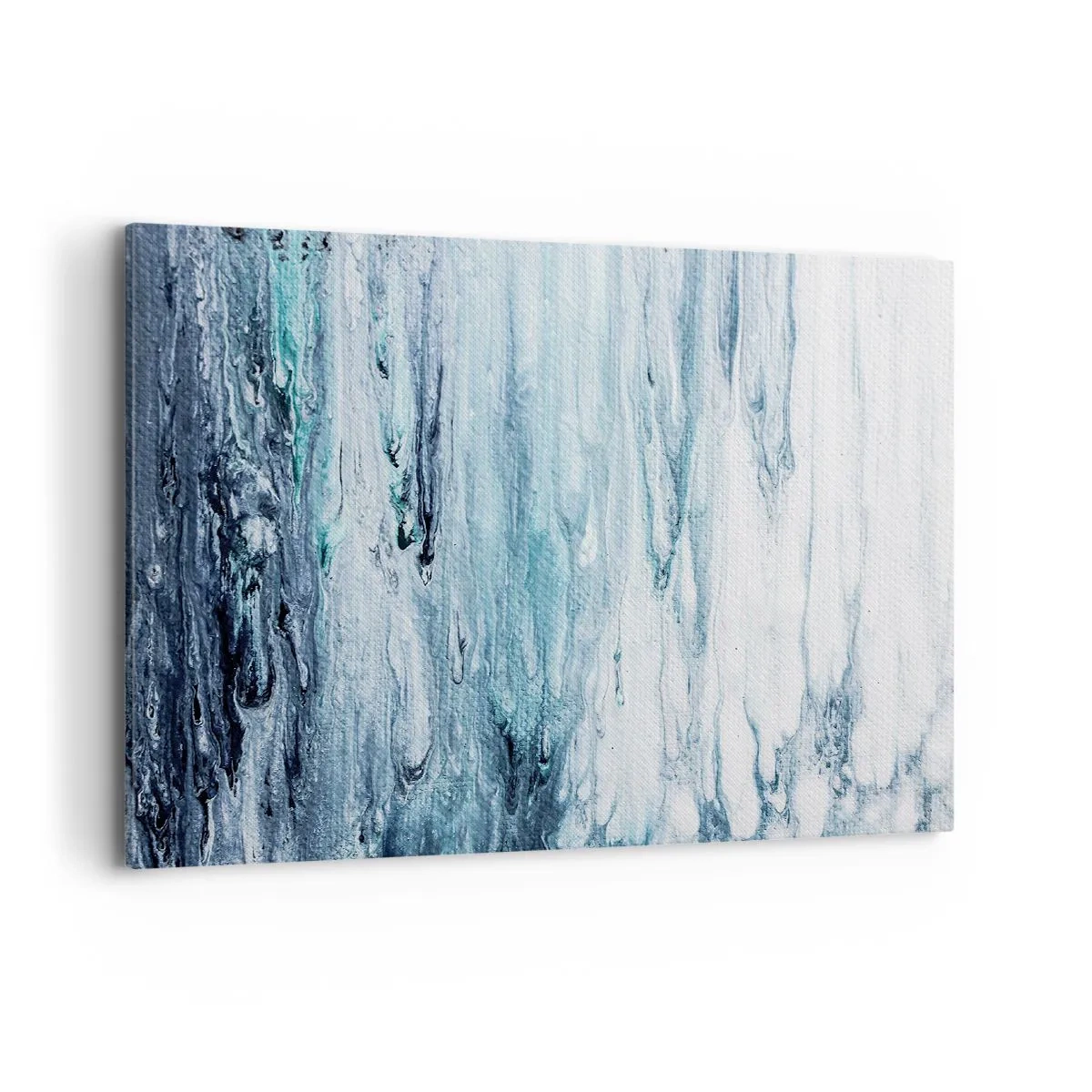 Impression sur toile - Image sur toile - Des stries bleues et blanches abstraites ressemblant à des glaçons - 100x70cm - Une glace bleue - Décoration murale moderne pour le salon et la chambre ARTTOR