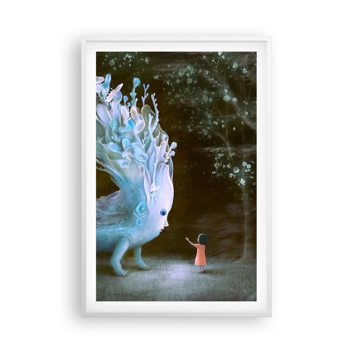 Affiche dans un cadre blanc - Poster - Une rencontre fantastique - 61x91 cm