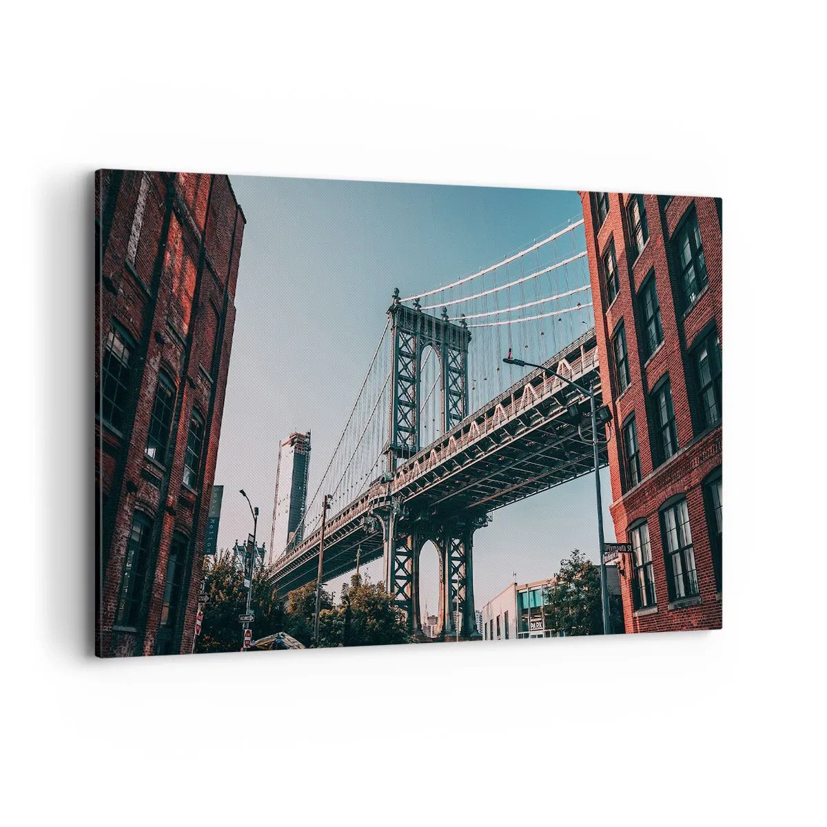 Impression sur toile - Image sur toile - Un pont entre les bâtiments dans un paysage urbain - 120x80cm - Sur les vagues de la ville - Décoration murale moderne pour le salon et la chambre ARTTOR