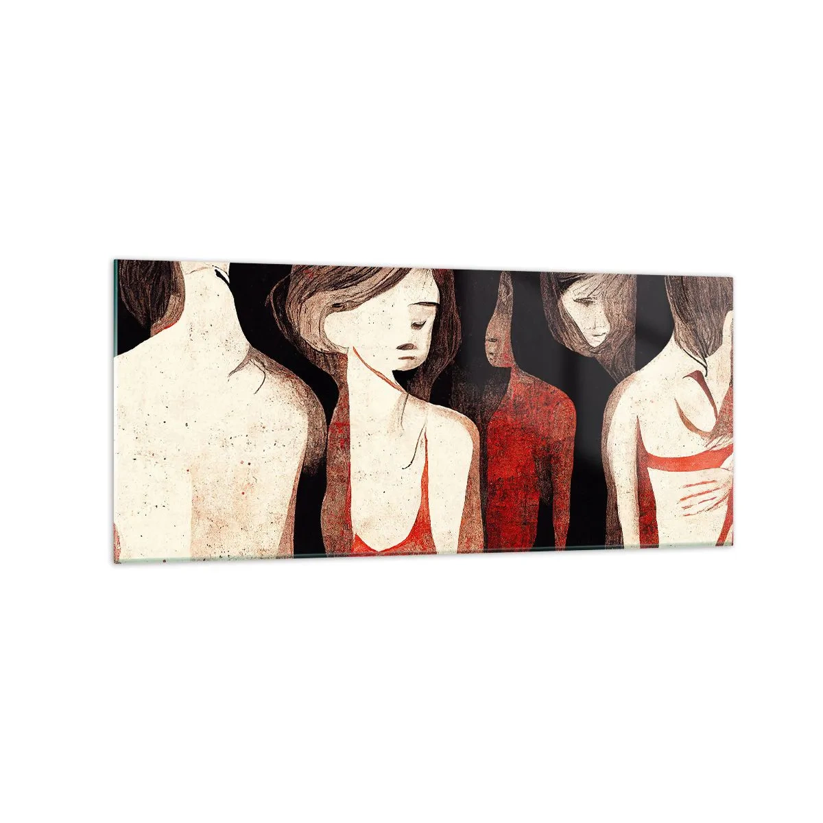 Impression sur verre - Image sur verre - Figures artistiques dans une composition abstraite - 120x50cm - Madones des ténèbres - Décoration murale moderne pour le salon et la chambre ARTTOR