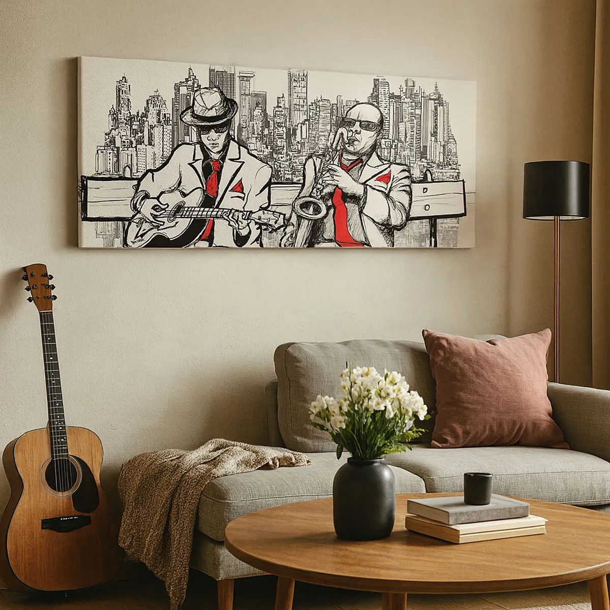 Impression sur toile - Image sur toile - improvisation new-yorkaise - 100x40 cm