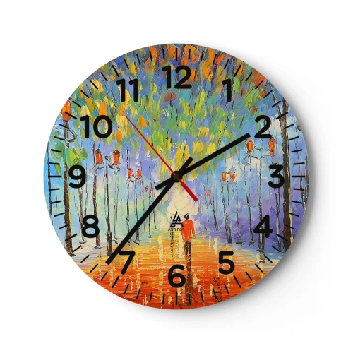 Horloge murale - Pendule murale - Chant nocturne de la pluie - 40x40 cm
