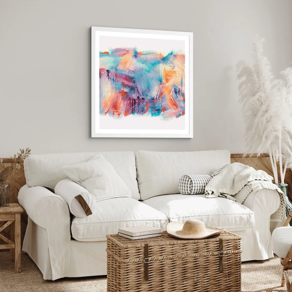 Affiche dans un cadre blanc - Poster - Un désordre coloré - 60x60 cm