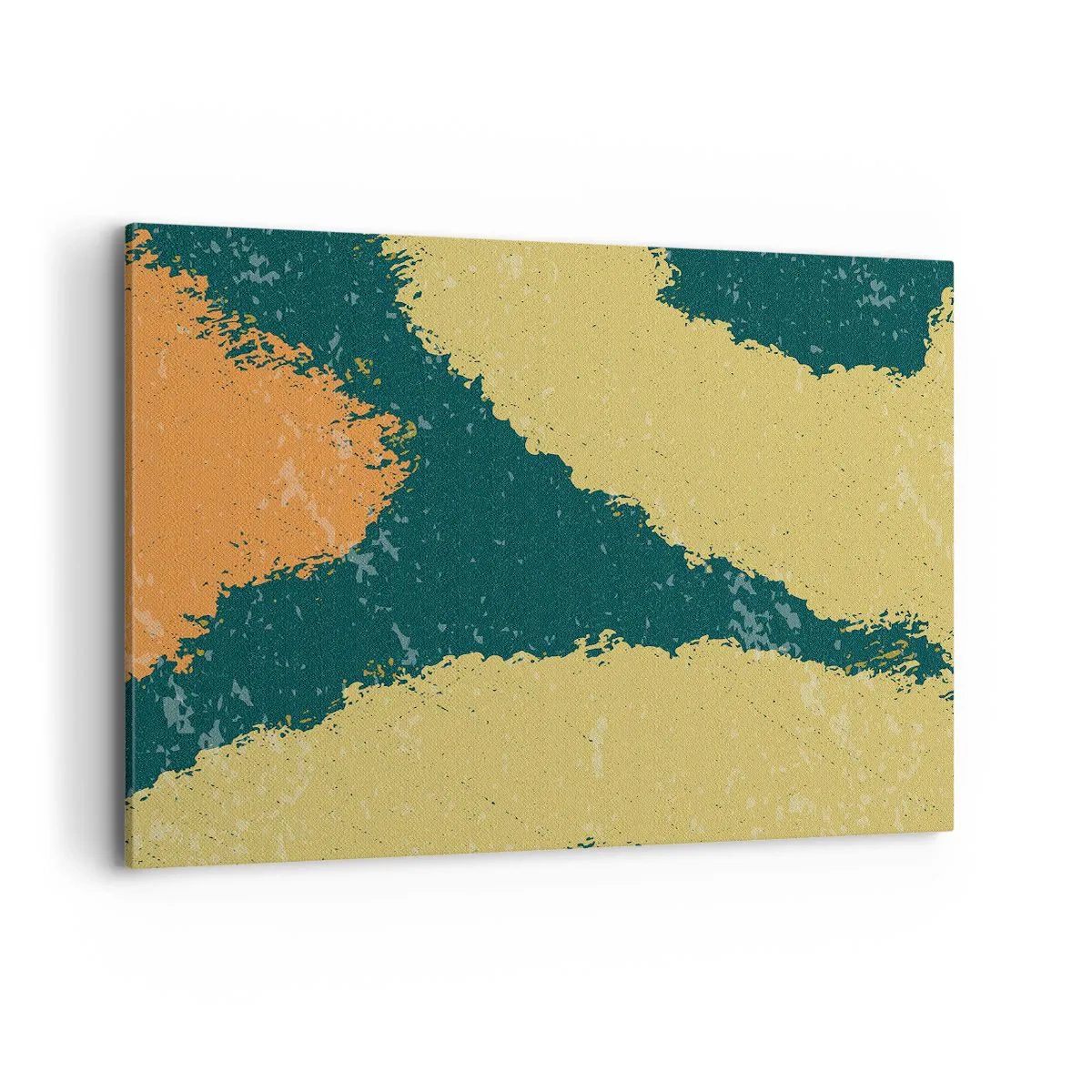 Impression sur toile - Image sur toile - Taches abstraites aux couleurs terreuses et vertes - 100x70cm - Abstraction – mouvement lent - Décoration murale moderne pour le salon et la chambre ARTTOR