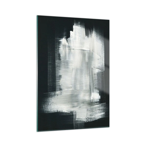 Impression sur verre - Image sur verre - Abstraction minimaliste en noir et blanc - 50x70cm - Tissé à la verticale et à l'horizontale - Décoration murale moderne pour le salon et la chambre ARTTOR