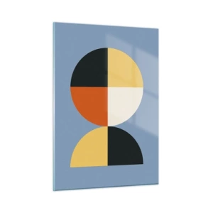 Impression sur verre - Image sur verre - Demi-cercles et quarts colorés sur fond bleu - 50x70cm - Regarde et compte - Décoration murale moderne pour le salon et la chambre ARTTOR