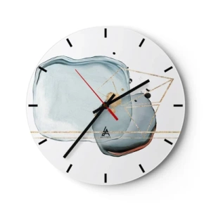 Horloge murale - Pendule murale - Composition abstraite dans les tons bleu et or - 30x30cm - Etude des gouttes - Décoration murale moderne pour le salon, la cuisine et la chambre ARTTOR