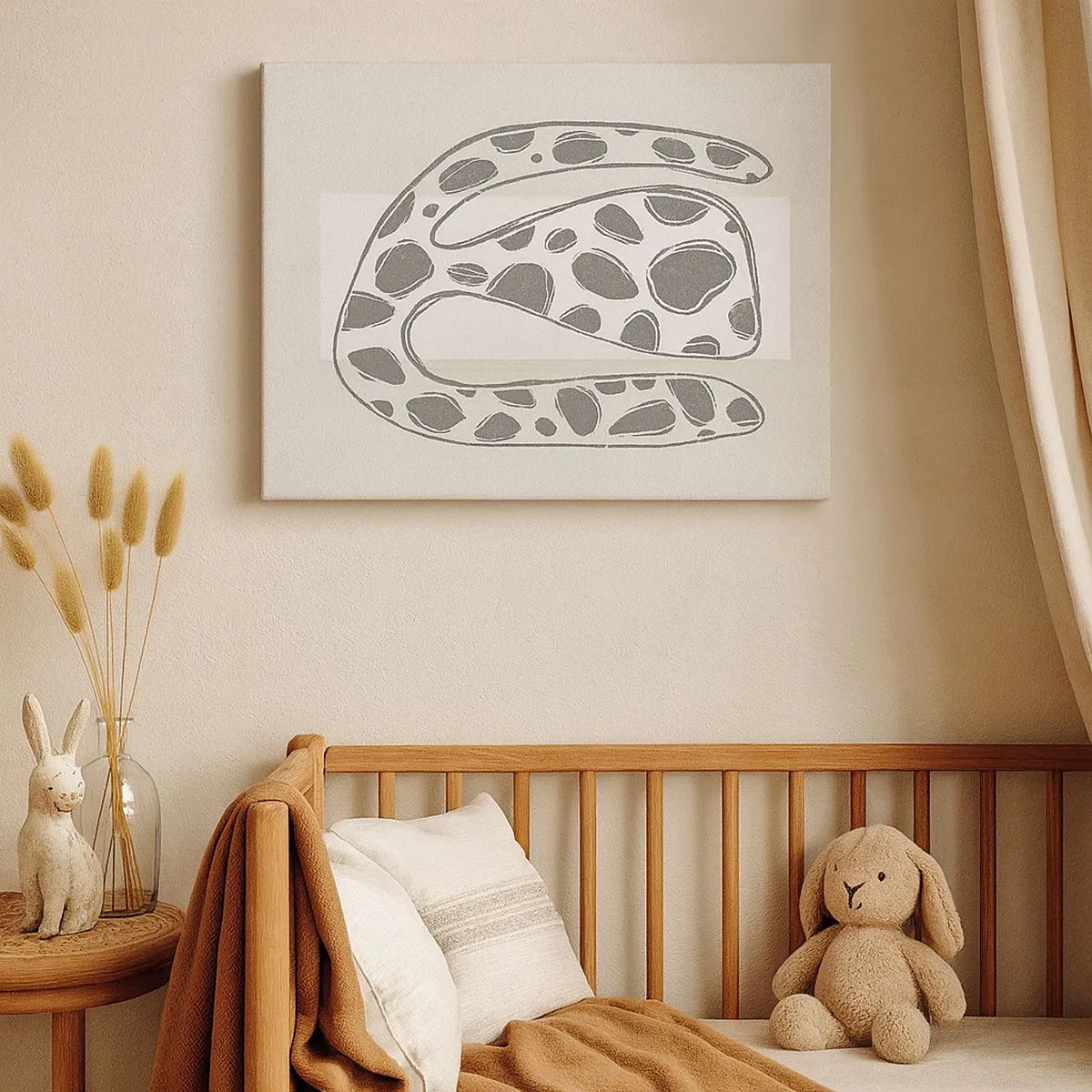 Impression sur toile - Image sur toile - Motif organique abstrait dans des tons de gris - 70x50cm - Une étrange créature - Décoration murale moderne pour le salon et la chambre ARTTOR