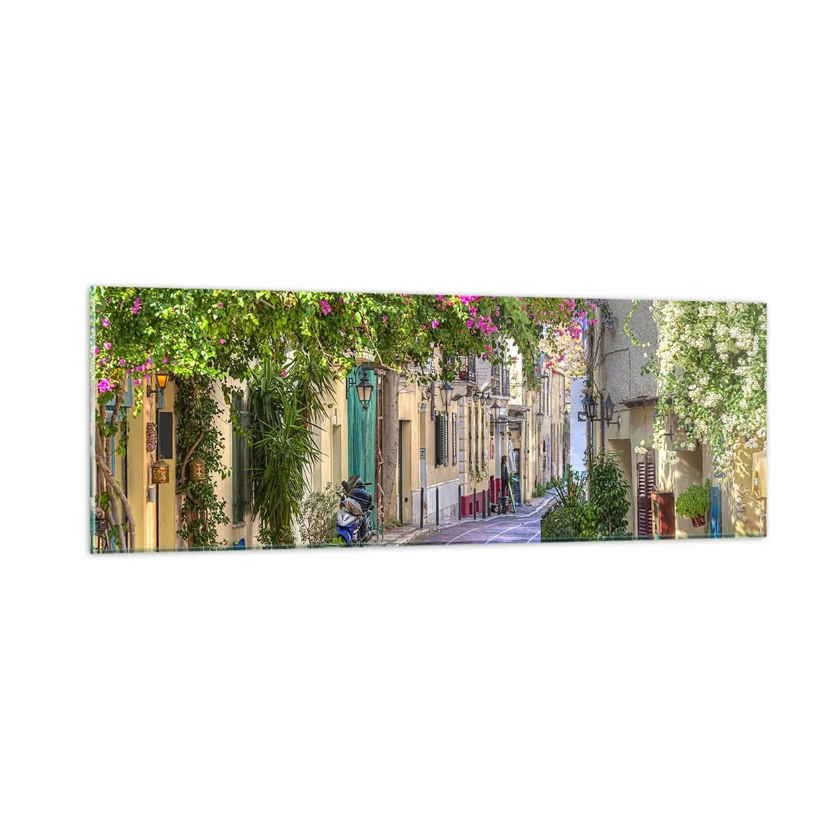 Impression sur verre - Image sur verre - Allée fleurie - 90x30 cm