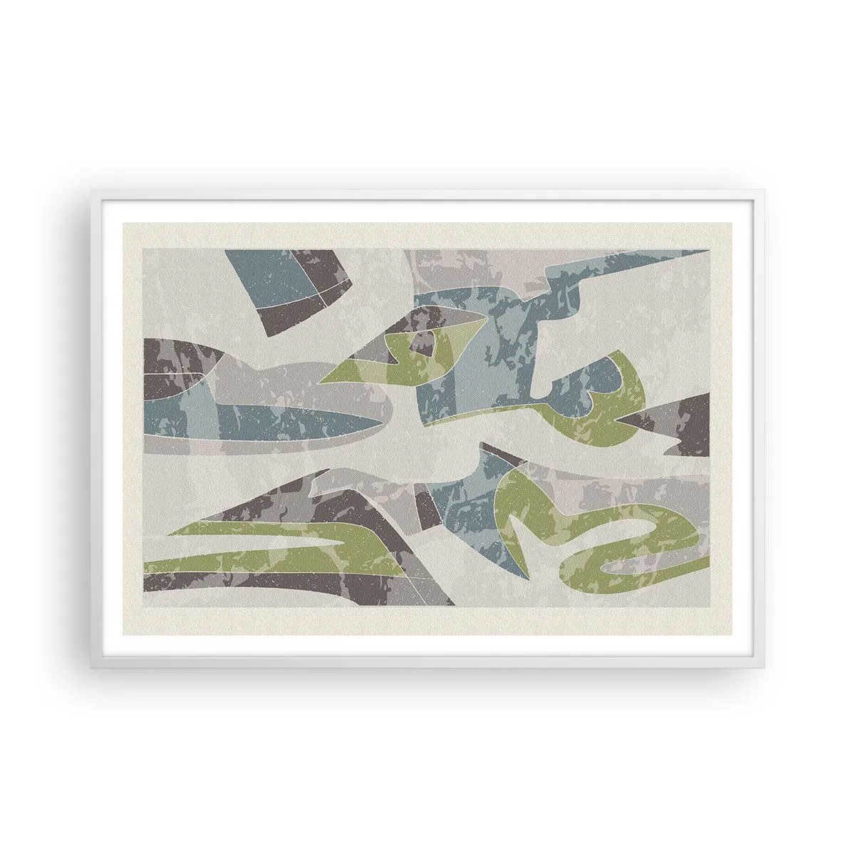 Affiche dans un cadre blanc - Poster - Composition derrière la vitre - 100x70 cm