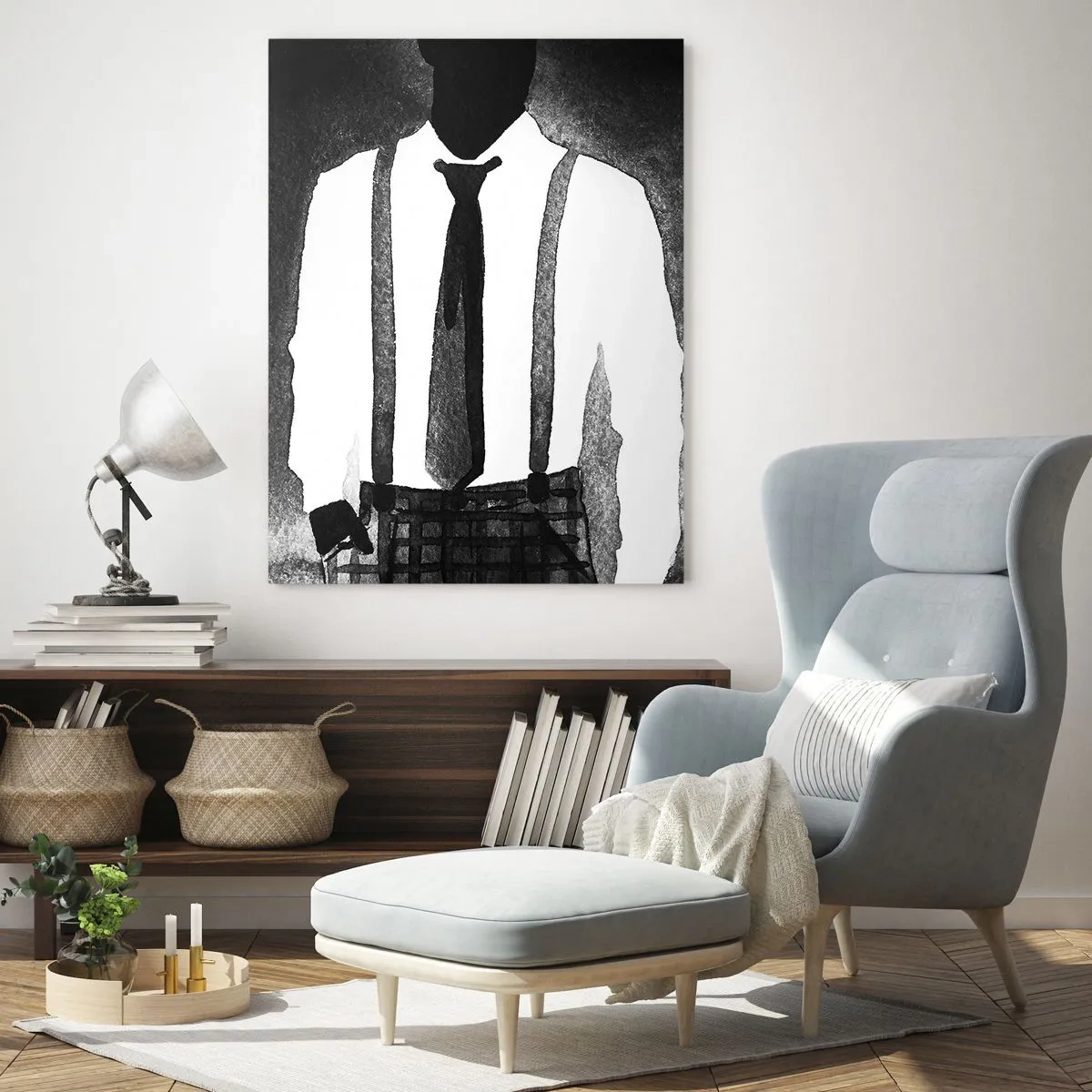 Impression sur verre - Image sur verre - Silhouette noire et blanche d'un élégant couple noir - 50x70cm - Ambiance noire - Décoration murale moderne pour le salon et la chambre ARTTOR