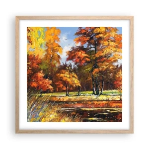 Affiche dans un chêne clair - Poster - Paysage en or et bronze - 50x50 cm