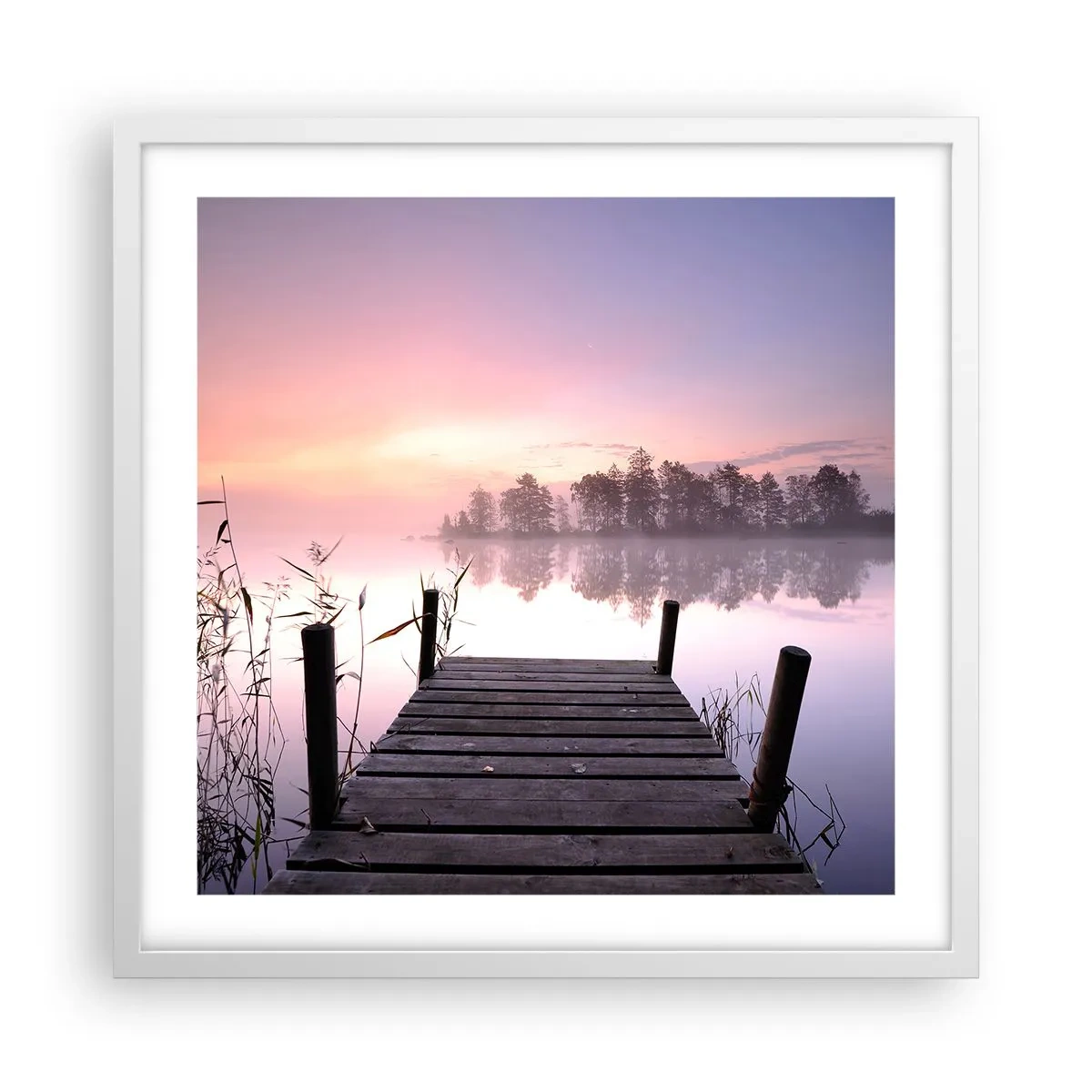 Affiche dans un cadre blanc - Poster - De la brume lilas… - 50x50 cm