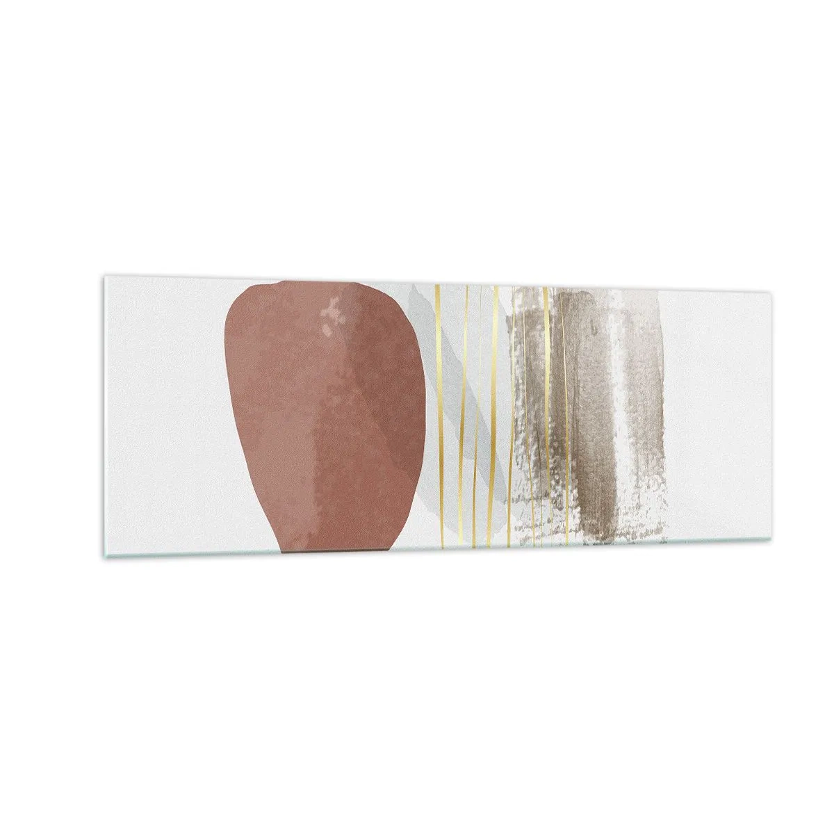 Impression sur verre - Image sur verre - Composition abstraite dans les tons beige et or - 140x50cm - Colonnade abstraite - Décoration murale moderne pour le salon et la chambre ARTTOR