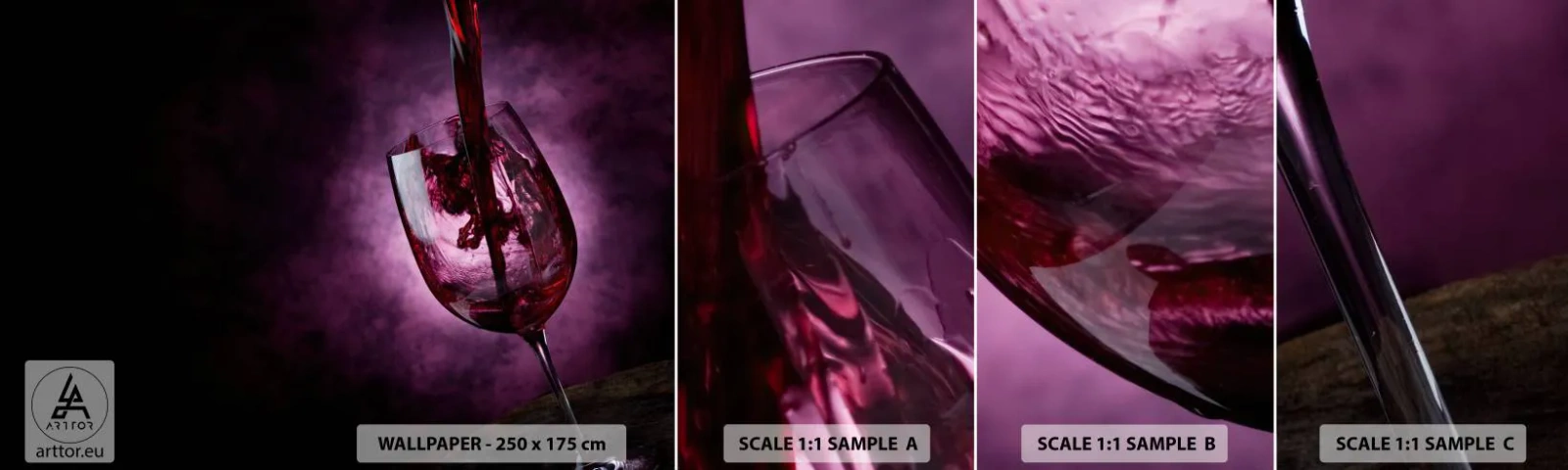 Échantillon De Papier Peint Standard Eco - Écarlate? Carmin? Non, rubis. - Verre, Vin rouge, Morceau - 100x30 cm