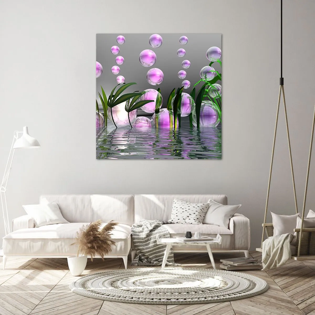 Impression sur toile - Image sur toile - Une composition réfléchissante de légèreté et de vie - 50x50 cm