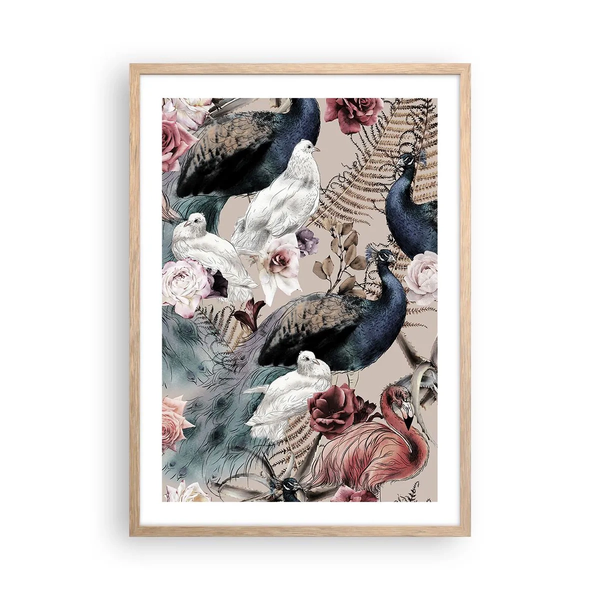 Affiche dans un chêne clair - Poster - Dans un jardin de palace - 50x70 cm
