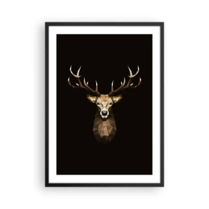 Affiche dans un cadre noir - Poster - Image géométrique d'un cerf sur fond noir - 50x70cm - Cerf cubique - Décoration murale moderne pour le salon et la chambre ARTTOR