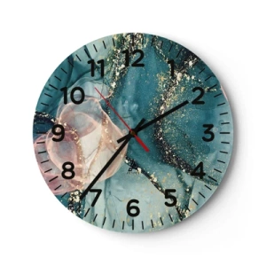 Horloge murale - Pendule murale - Soie bleu, tulle rose - 40x40 cm