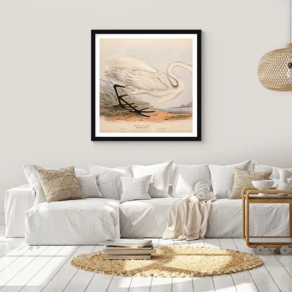 Affiche dans un cadre noir - Poster - Dame sur les joncs - 60x60 cm