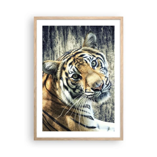 Affiche dans un chêne clair - Poster - Portrait dans les flots de lumière - 50x70 cm