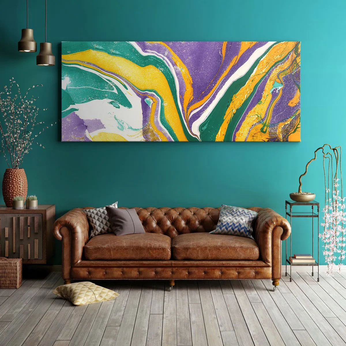 Impression sur toile - Image sur toile - Ondes de couleur - 90x30 cm