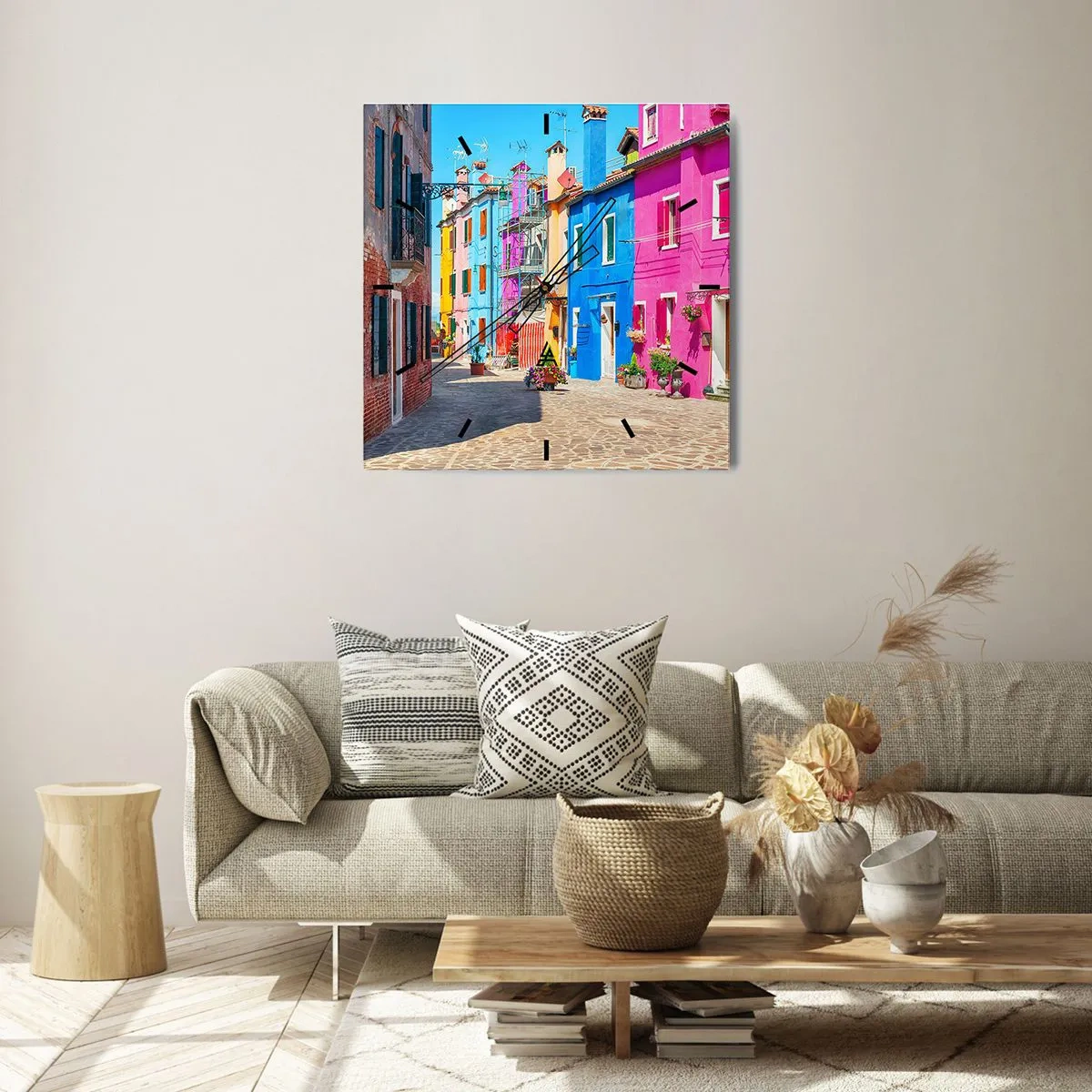 Horloge murale - Pendule murale - Ville "Sous les perroquets" - 40x40 cm