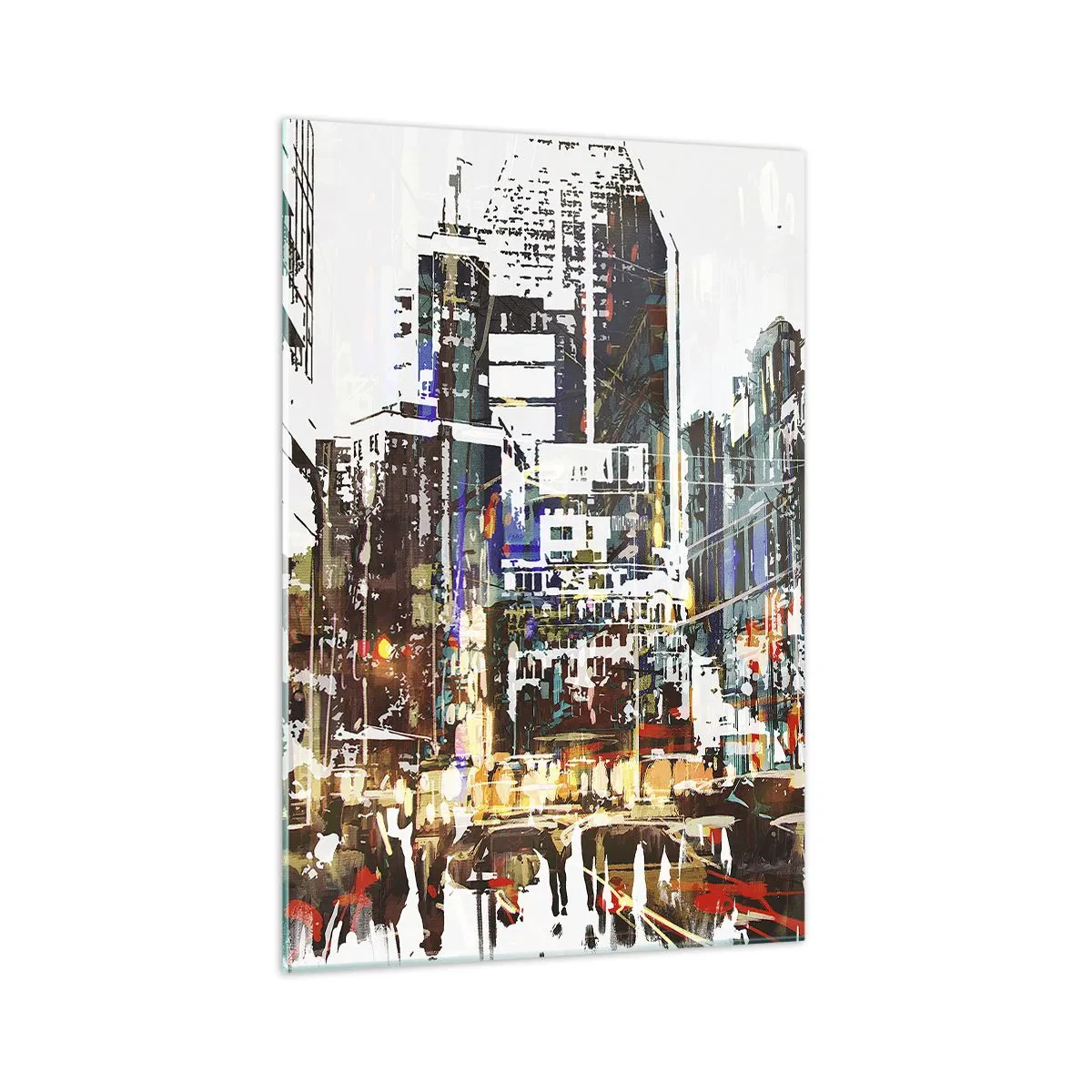 Impression sur verre - Image sur verre - Un paysage urbain moderne dans un style artistique - 70x100cm - Une ville chatoyante - Décoration murale moderne pour le salon et la chambre ARTTOR