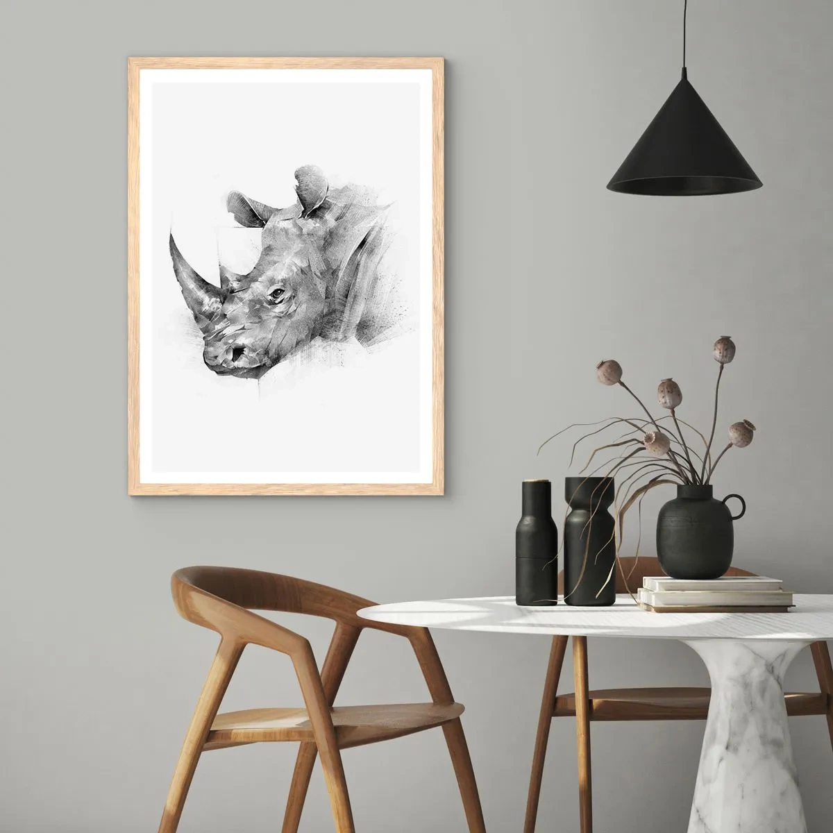 Affiche dans un chêne clair - Poster - Potrait africain - 61x91 cm