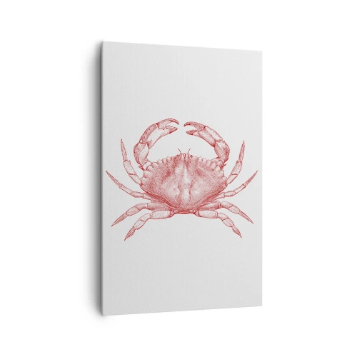 Impression sur toile - Image sur toile - Dessin d'un crabe dans une teinte rouge - 80x120cm - Le crabe des crabes - Décoration murale moderne pour le salon et la chambre ARTTOR