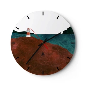 Horloge murale - Pendule murale - Un phare sur une colline près d'une côte tranquille - 30x30cm - En regardant la mer - Décoration murale moderne pour le salon, la cuisine et la chambre ARTTOR