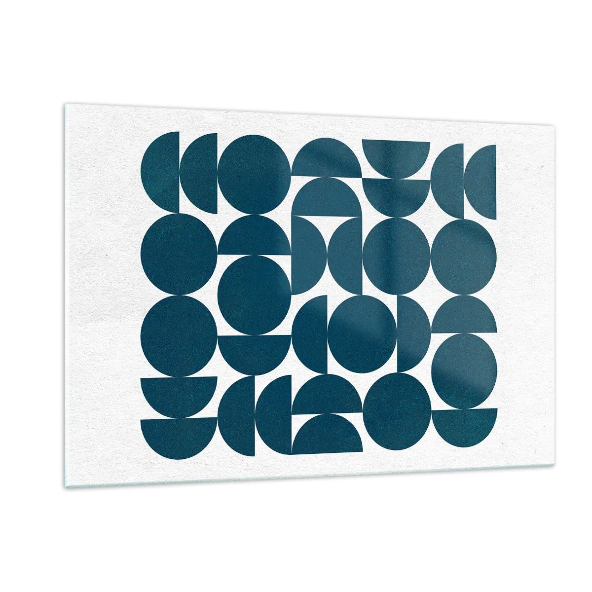 Impression sur verre - Image sur verre - Une composition moderne composée de cercles et de demi-cercles bleu marine - 120x80cm - Cercles et demi-cercles - Décoration murale moderne pour le salon et la chambre ARTTOR