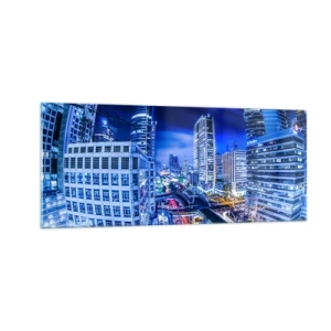 Impression sur verre - Image sur verre - Rythmes de la ville nocturne - 100x40 cm