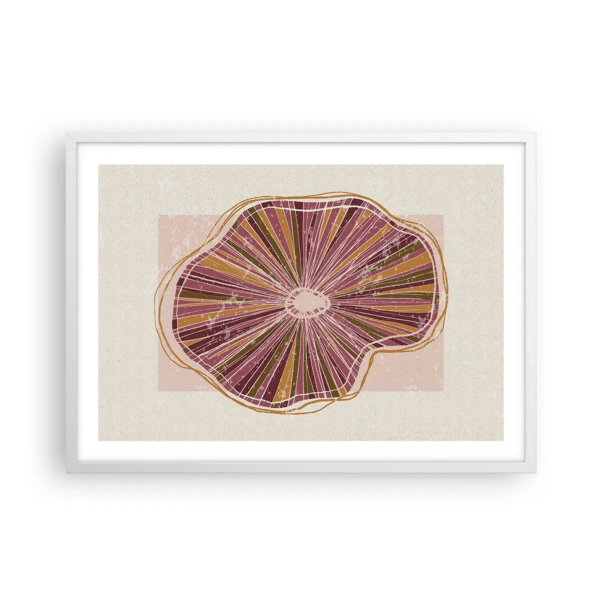 Affiche dans un cadre blanc - Poster - Abstraction rayonnante - 70x50 cm