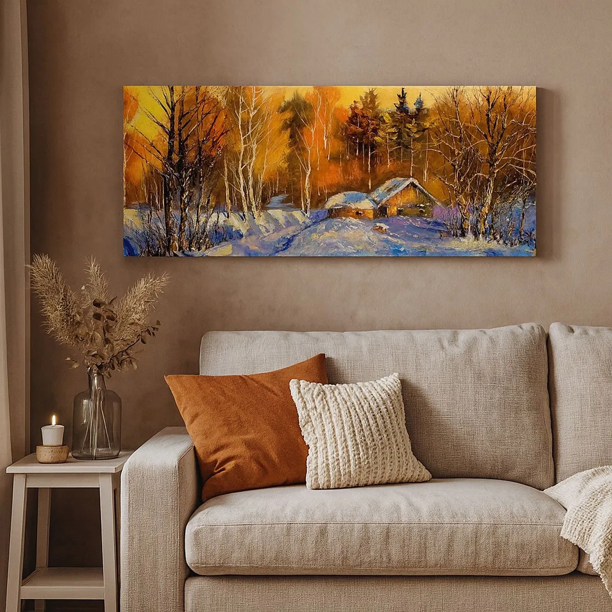 Impression sur toile - Image sur toile - Impression d'hiver au soleil - 100x40 cm