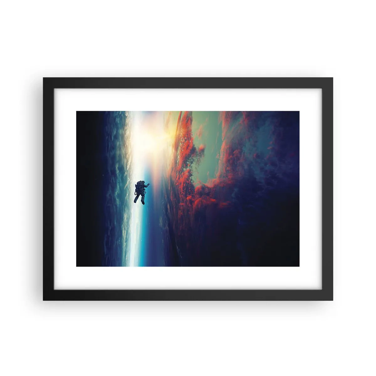 Affiche dans un cadre noir - Poster - Affronter l'univers - 40x30 cm