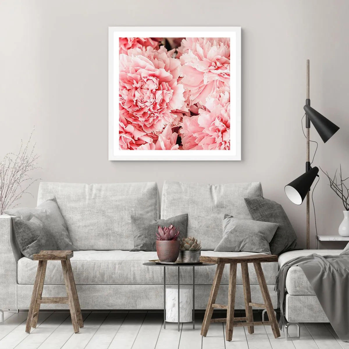 Affiche dans un cadre blanc - Poster - Rêve rose - 40x40 cm