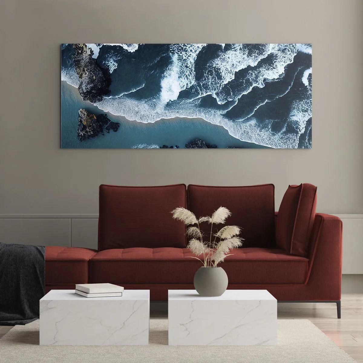 Impression sur verre - Image sur verre - Enveloppé par les vagues - 100x40 cm