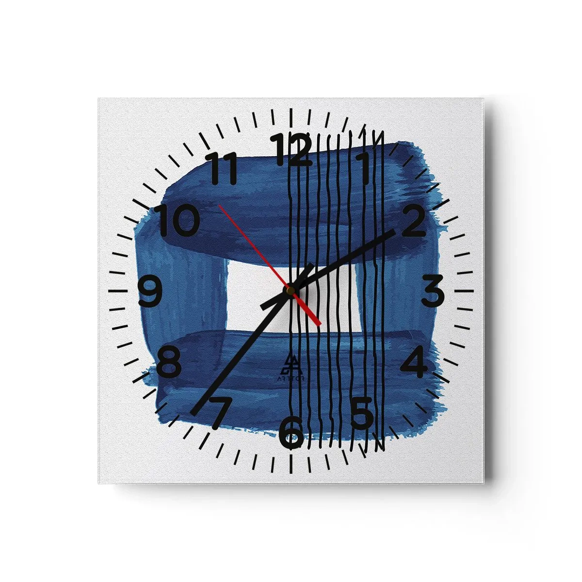 Horloge murale - Pendule murale - Composition noire-bleue - 40x40 cm