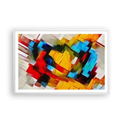 Affiche dans un cadre blanc - Poster - Une superposition multicolore - 91x61 cm