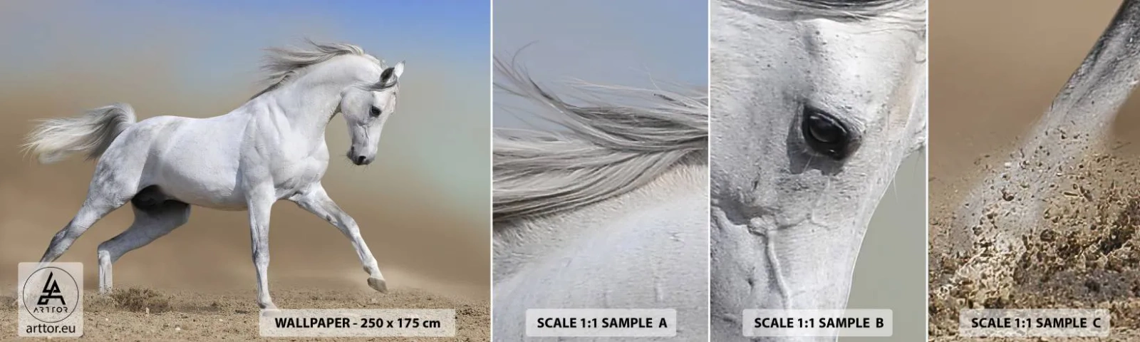 Échantillon De Papier Peint Standard Eco - Le plus beau conte de fées arabe - Cheval, Animaux, Galop - 100x30 cm