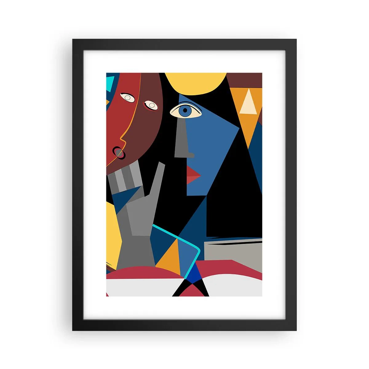 Affiche dans un cadre noir - Poster - Une conversation entre cubistes - 30x40 cm