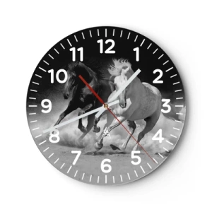 Horloge murale - Pendule murale - Galop de la liberté - 40x40 cm