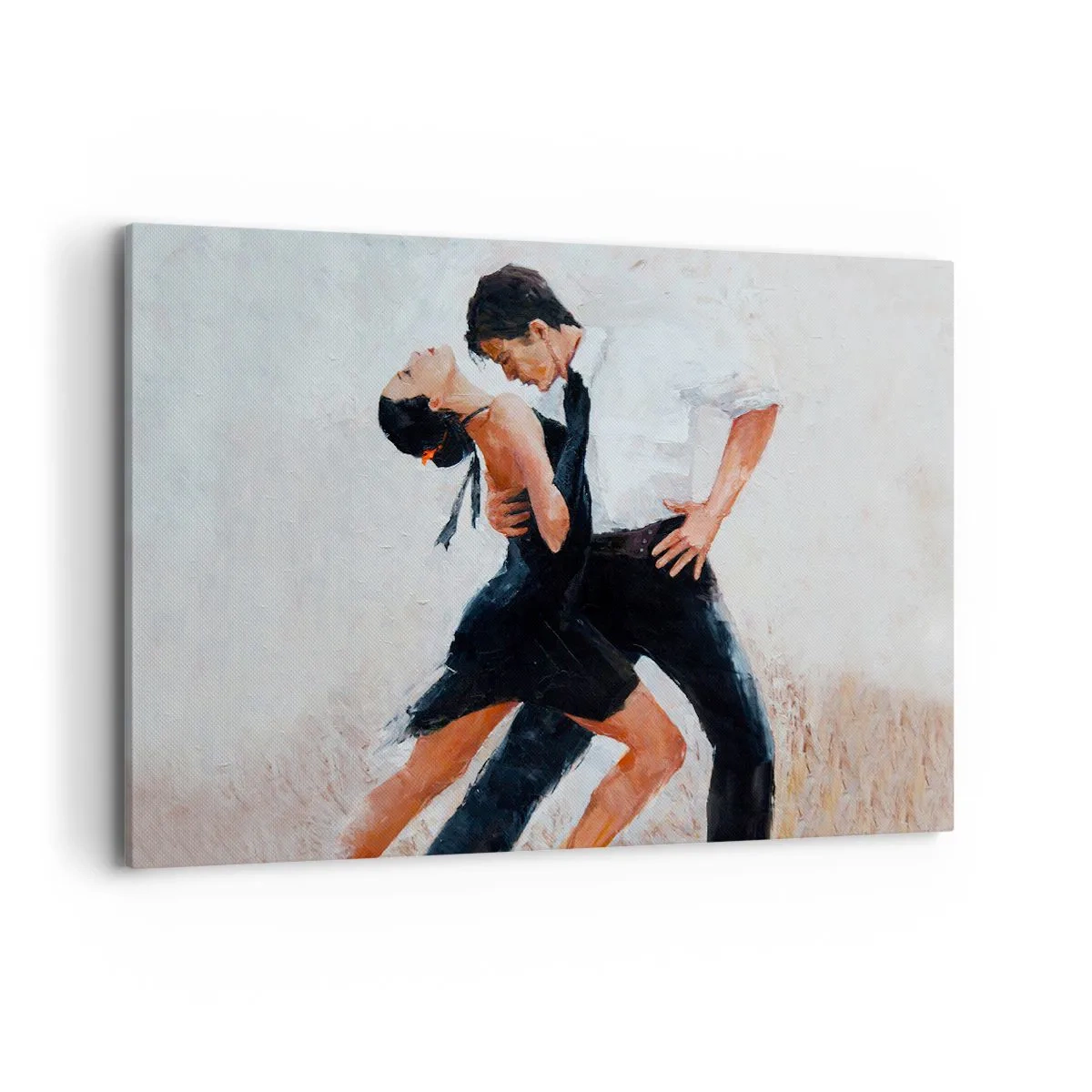 Impression sur toile - Image sur toile - Un couple dansant dans une photo élégante et sensuelle - 120x80cm - Tango de mes rêves et pensées - Décoration murale moderne pour le salon et la chambre ARTTOR