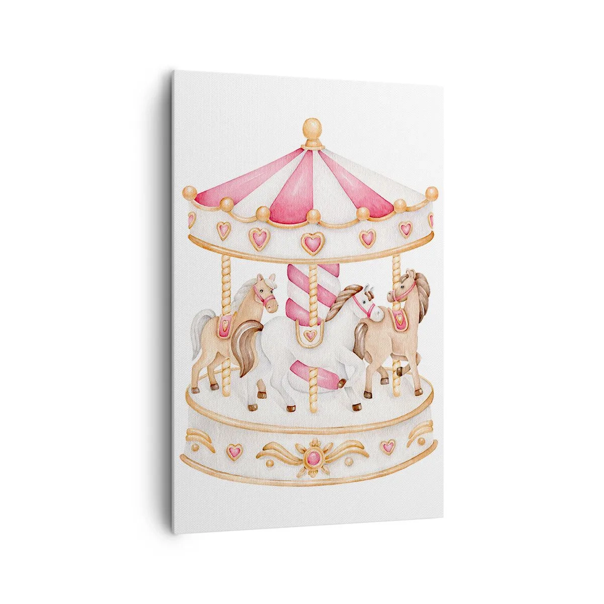 Impression sur toile - Image sur toile - Carrousel vintage coloré avec des chevaux - 80x120cm - Le doux monde de l'enfance - Décoration murale moderne pour le salon et la chambre ARTTOR